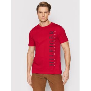 Tommy Hilfiger pánské červené triko Vertical - M (XM1)